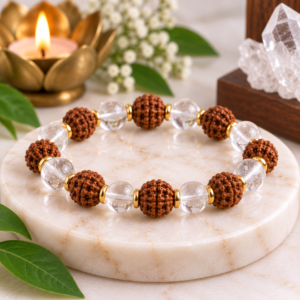 Rudraksha + Clear Quartz Crystal Bracelet